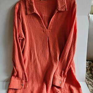 Soft Surroundings Orange Gauze Tunic (Cotton)